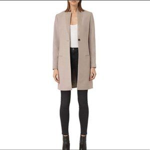 ALL Saints Leni Peacoat Size 4 Italian Fabric Wool Suede
